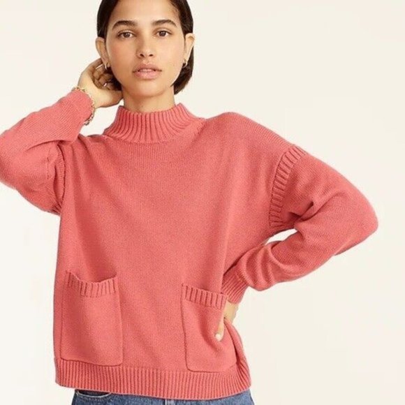 J. Crew Size XXS Cotton Cashmere Patch Pocket Mockneck Sweater BA320 NWT - Picture 2 of 6